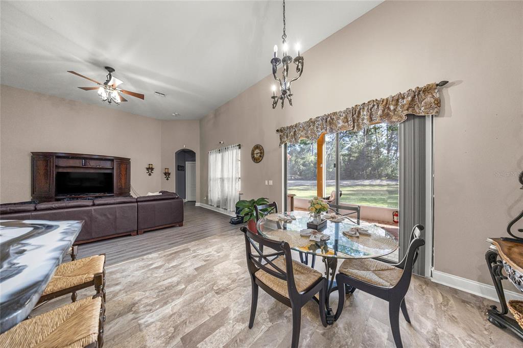 4590 Southwest 111th Place Ocala, FL 34476 - Photo 18 of 36 a living room with furniture a fireplace and a flat screen tv