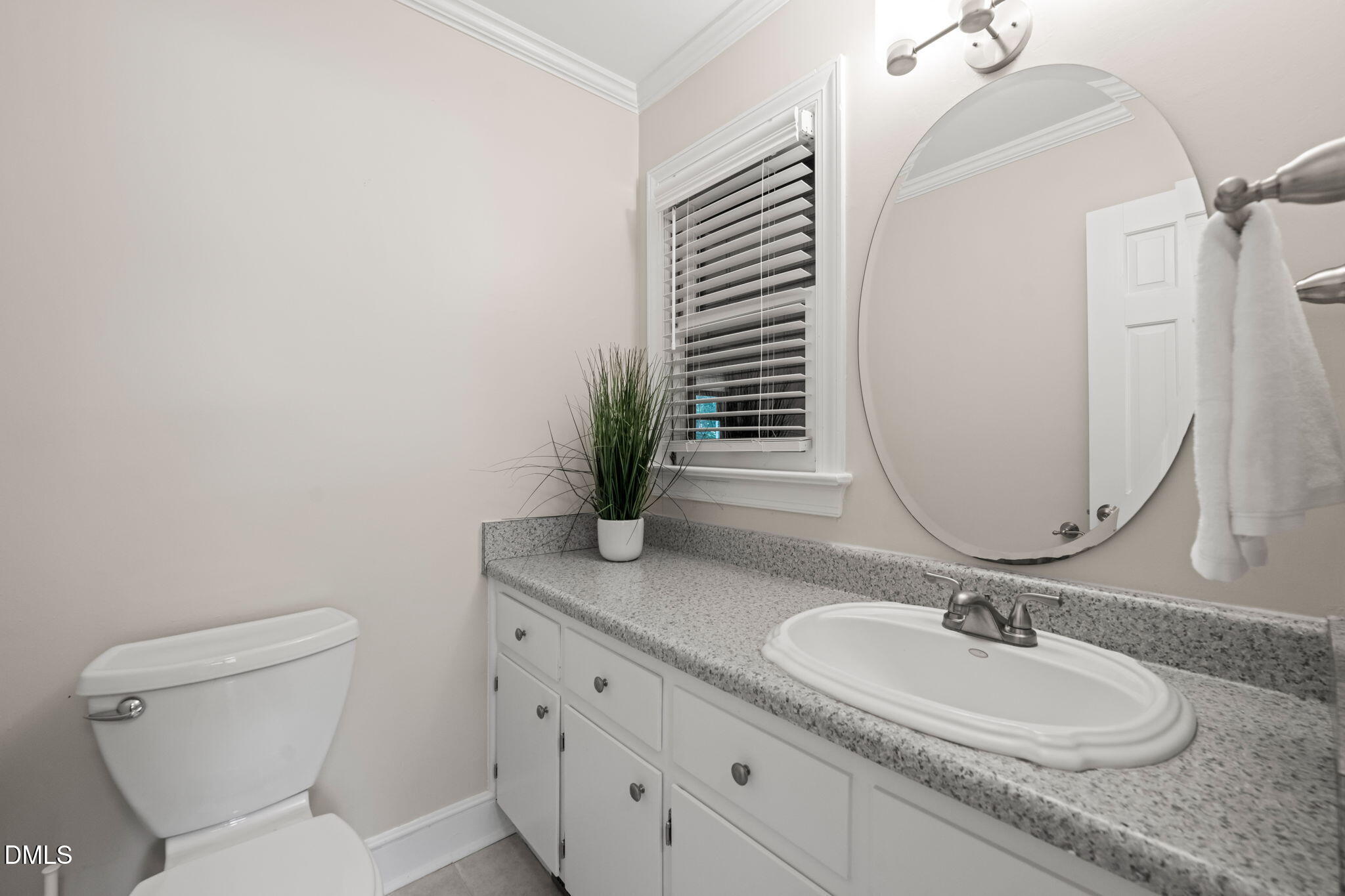 18 Strawberry Ridge Lane Durham, NC 27713 - Photo 25 of 59 a bathroom with a granite countertop toilet sink and mirror
