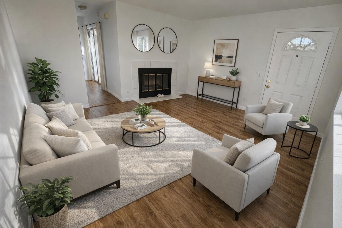 645 Dadis Way San Jose, CA 95111 - Photo 4 of 13 a living room with furniture potted plant and a fireplace