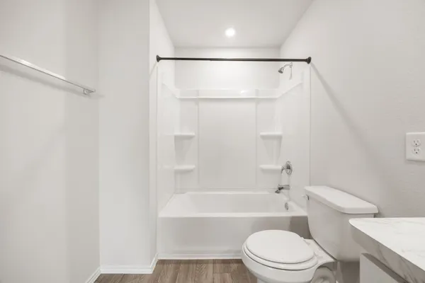a bathroom with a toilet and a bathtub