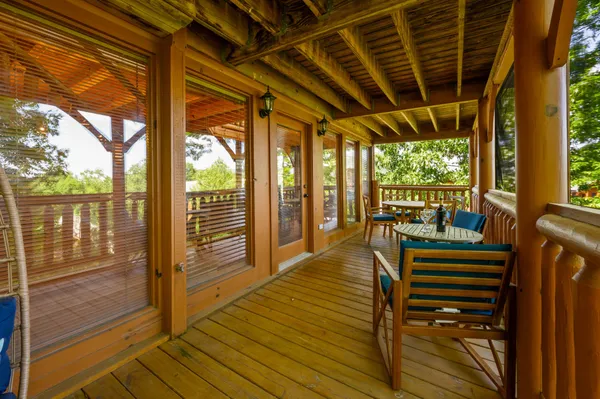 a view of a small yard from a balcony