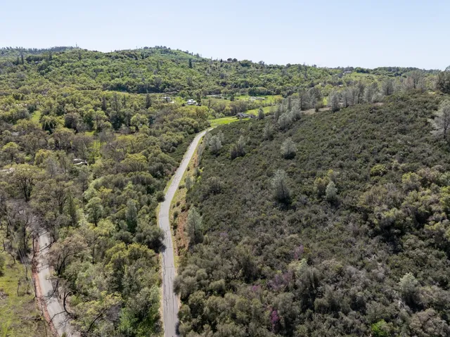 a view of a road with a yard