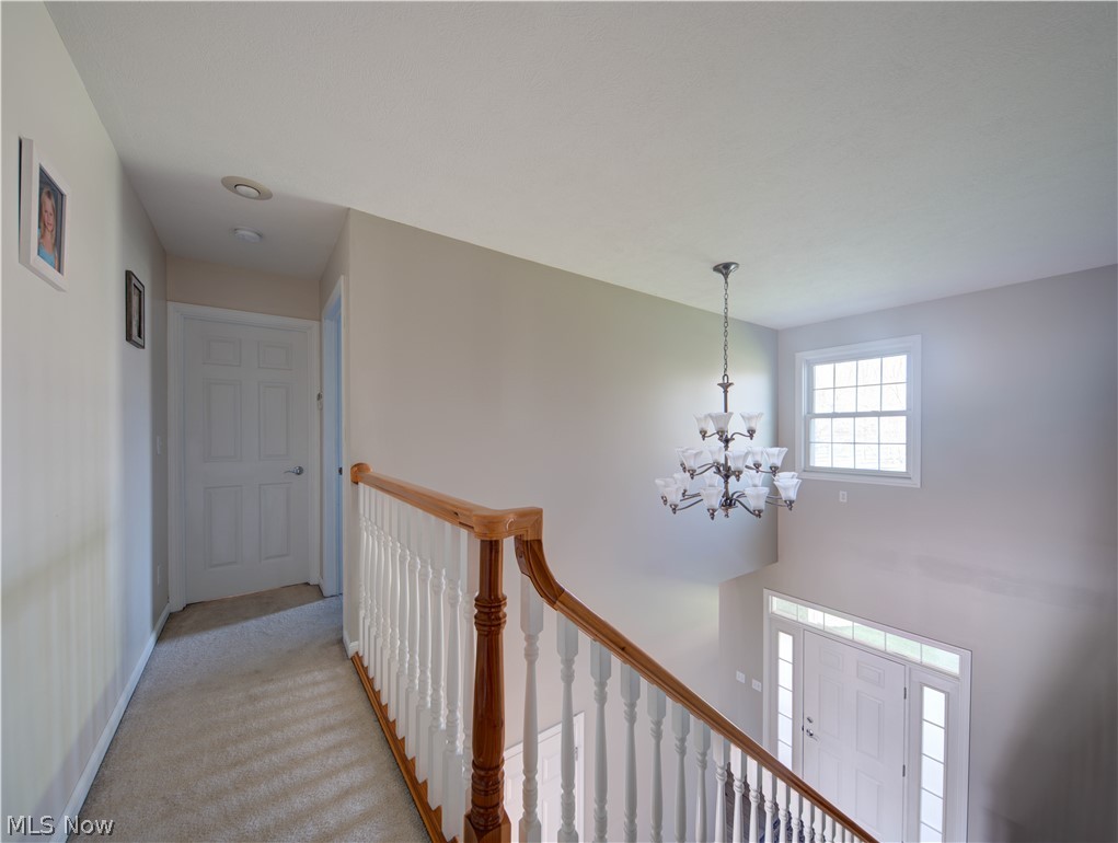 9900 Mentor Road Chardon, OH 44024 - Photo 45 of 49 Corridor with a chandelier and light colored carpet