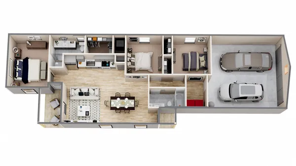 a living room with furniture and flat screen tv