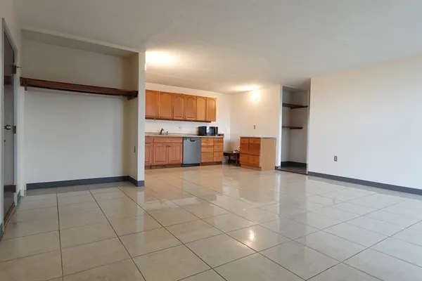 an empty room with windows