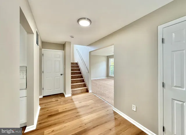 a view of a livingroom with a ceiling fan and window