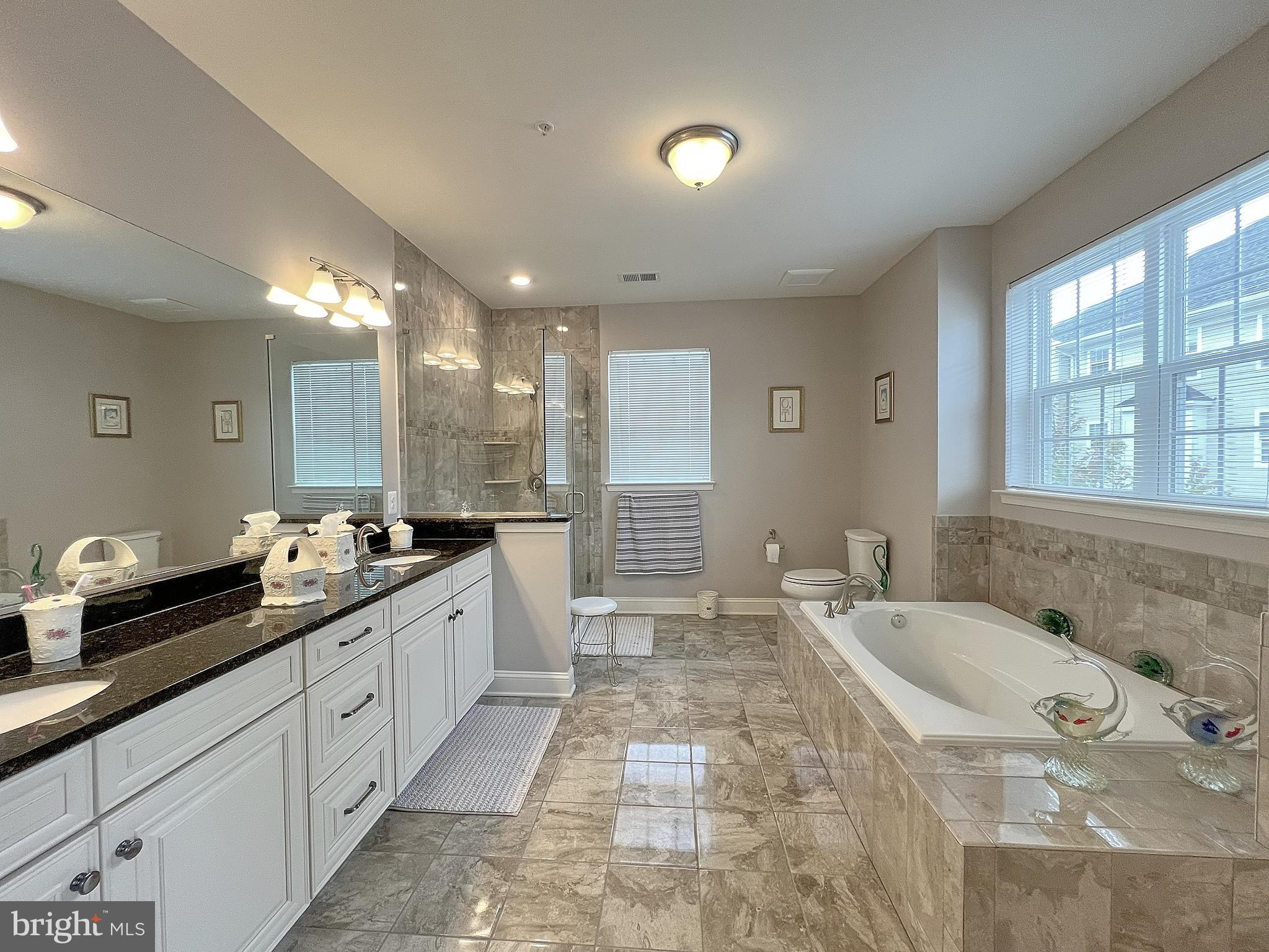 605 Quarry View Court, Unit 307 Reisterstown, MD 21136 - Photo 20 of 30 a spacious bathroom with a double vanity sink a mirror and a shower