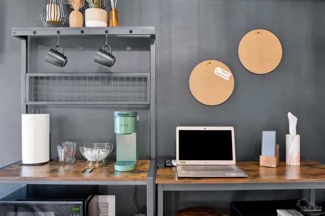 a view of kitchen with breakfast area