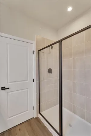 a bathroom with a shower