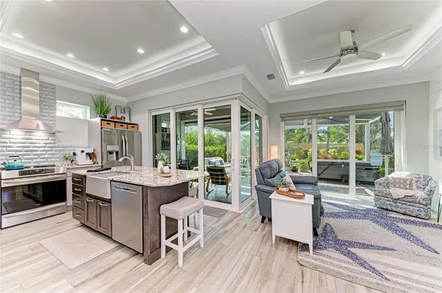 a bedroom with a bed and a mirror