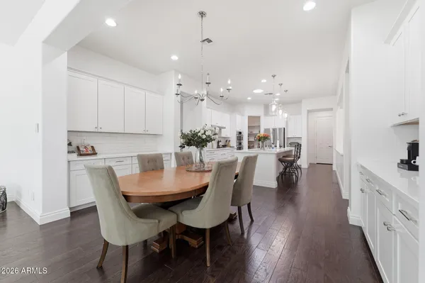 a view of a living room and dining room