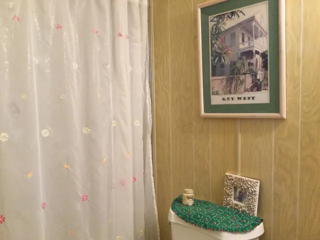 an aerial view of a bathroom