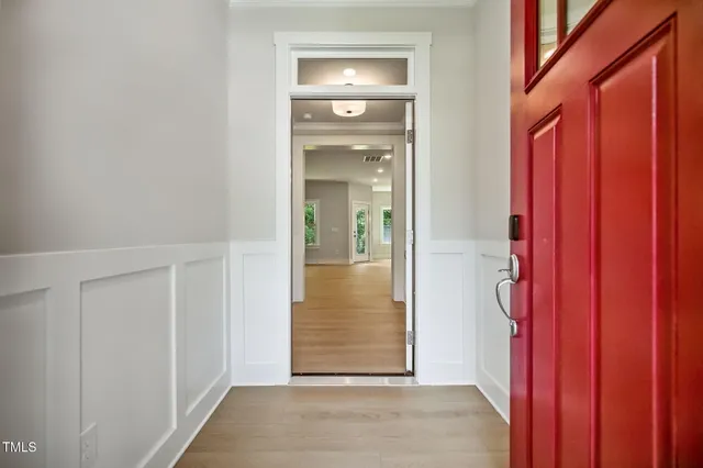 a view of a wooden door