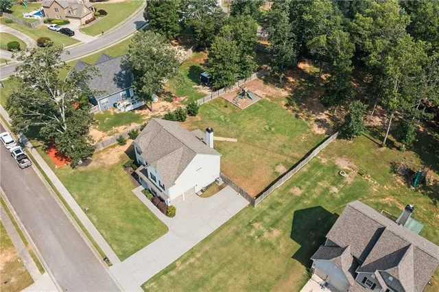 an aerial view of swimming pool