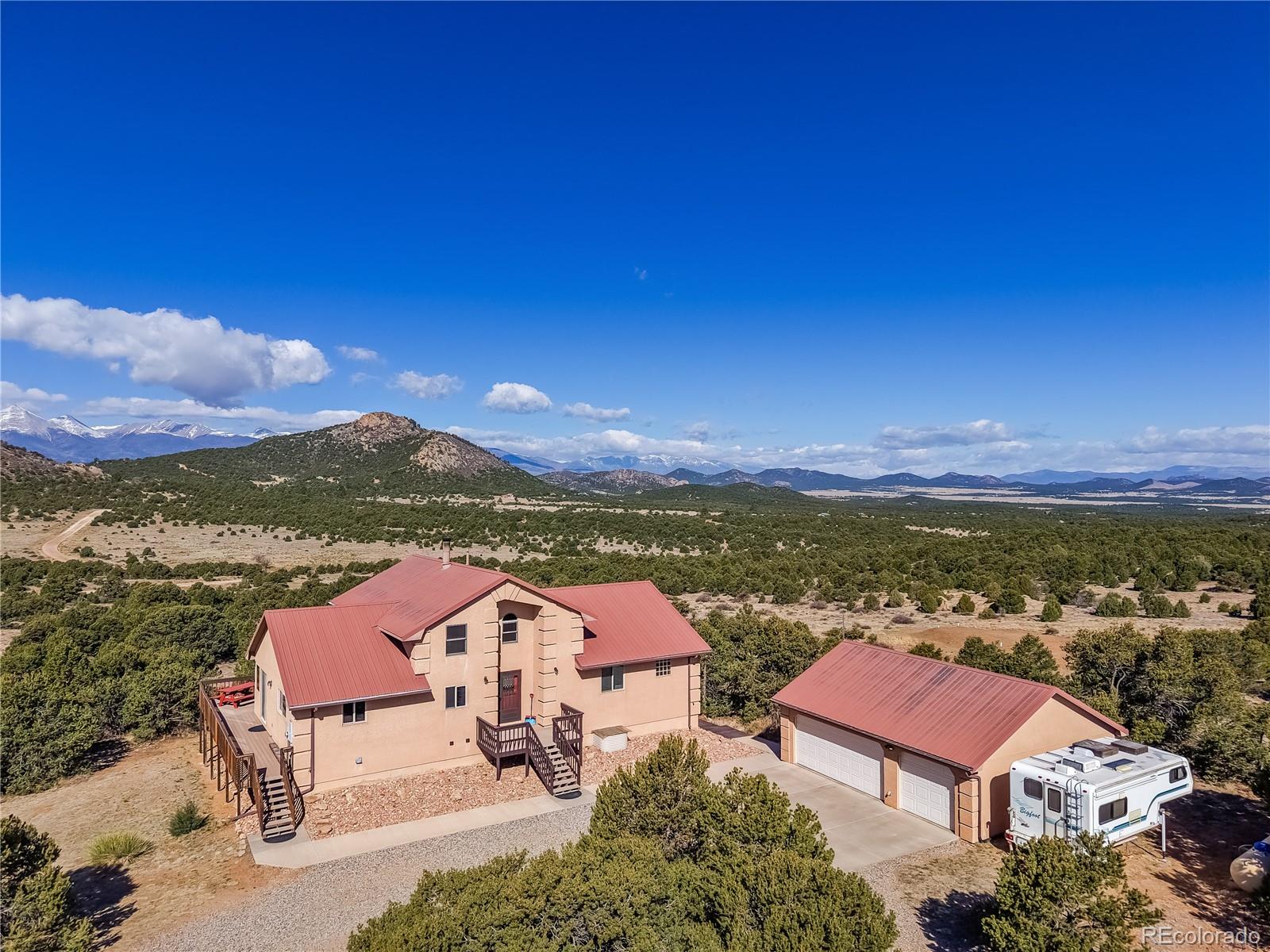 90 Riggs Road Westcliffe, CO 81252 - Photo 30 of 35 an aerial view of residential houses with outdoor space and ocean view