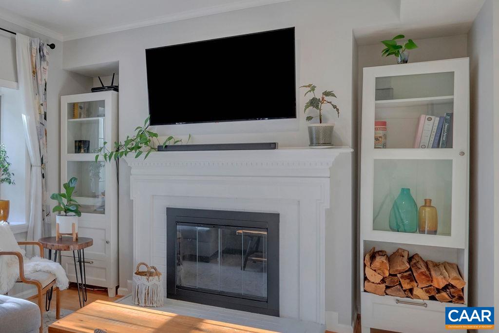 1436 Minor Ridge Court Charlottesville, VA 22901 - Photo 17 of 59 a living room with a fireplace and a flat screen tv