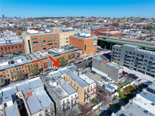 a city view with tall buildings