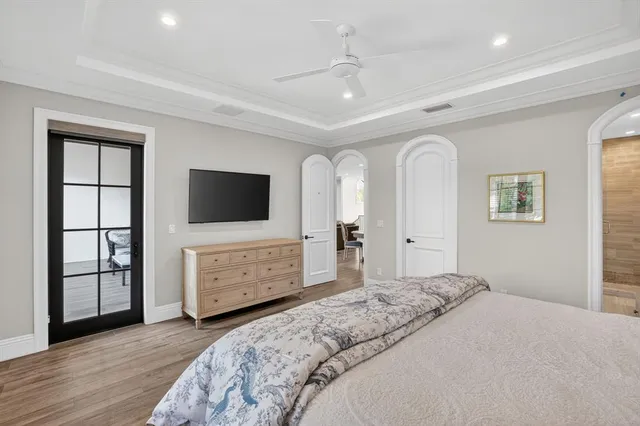 a view of swimming pool outdoor space and lake view