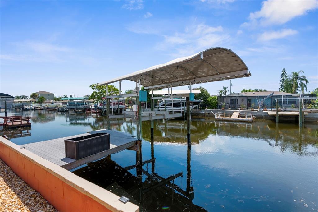 a view of a lake with a terrace