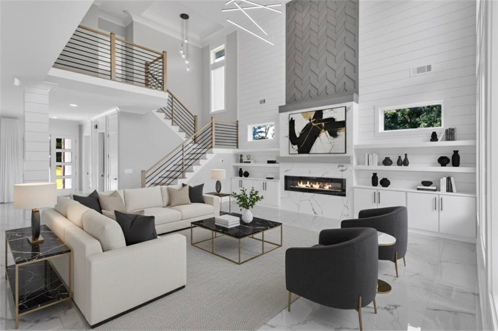 3671 Hamilton Mill Road Buford, GA 30519 - Photo 32 of 111 a living room with furniture and a fireplace