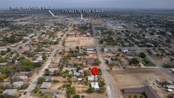 an aerial view of a house