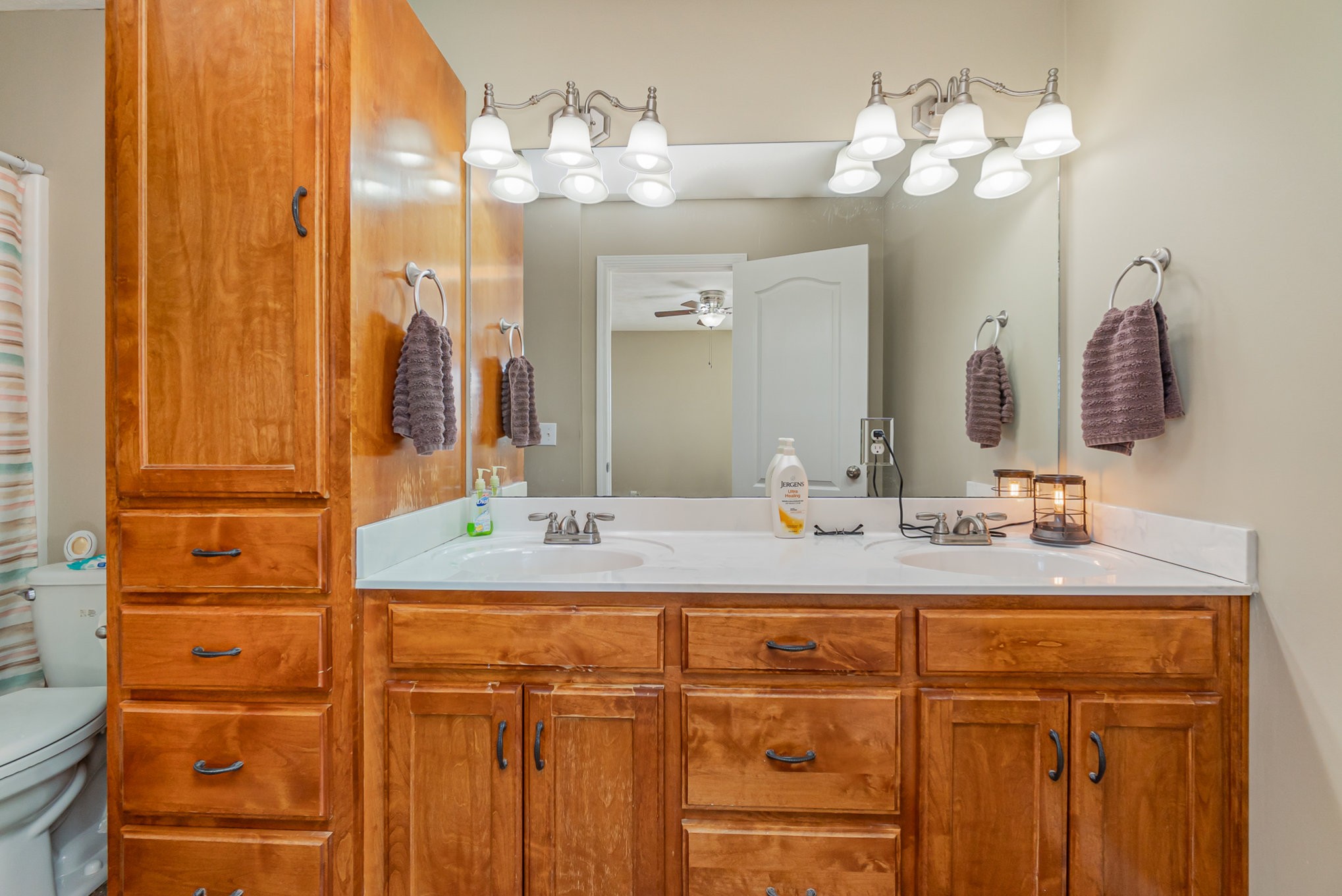 4120 Woodrow Wilson Road Springfield, TN 37172 - Photo 9 of 38 a bathroom with a double vanity sink and a mirror