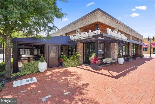 a view of a cafe with a patio