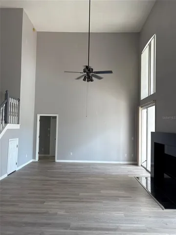 a view of a livingroom with a staircase