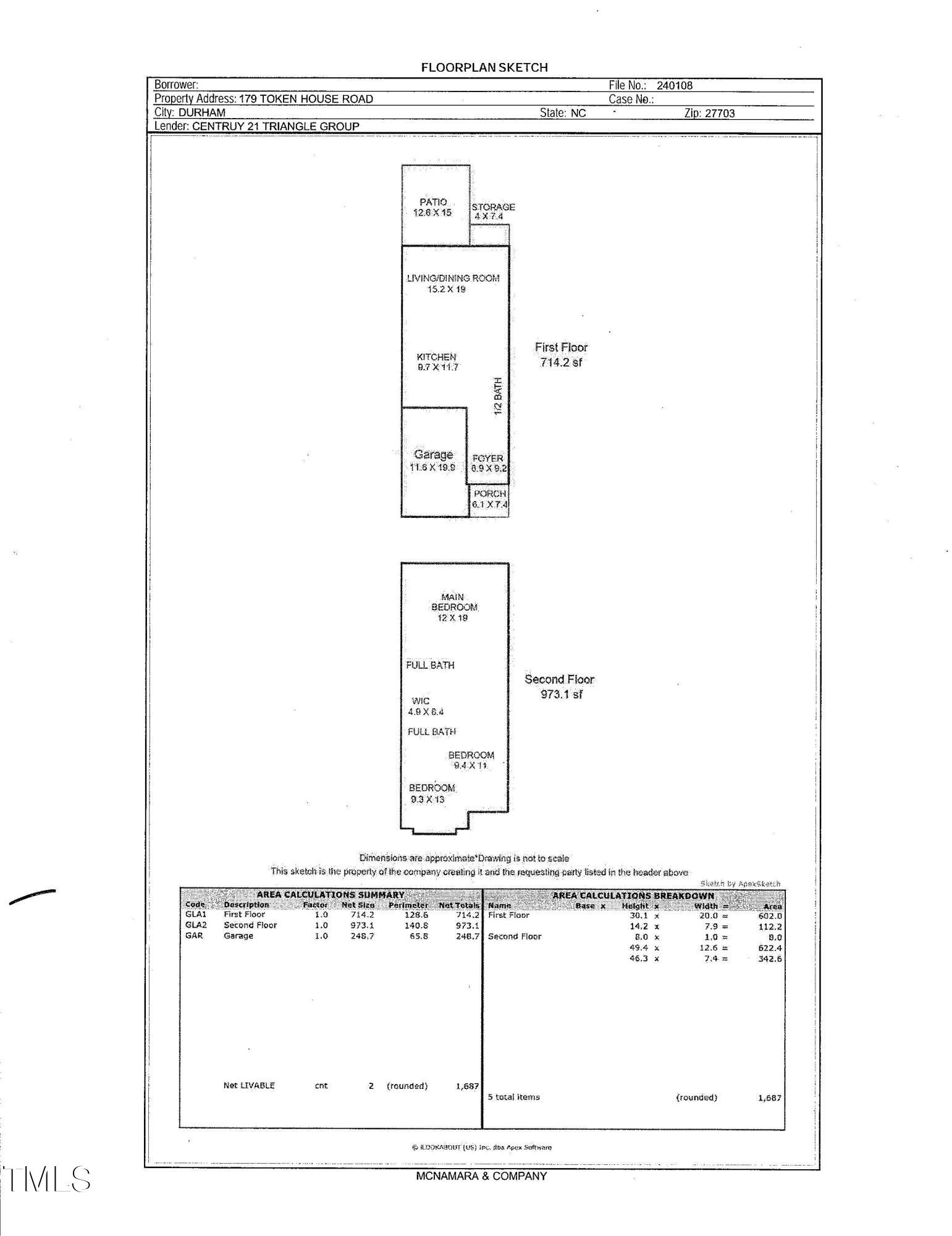 179 Token House Road Durham, NC 27703 - Photo 38 of 38 Floor Plan 179 Token House
