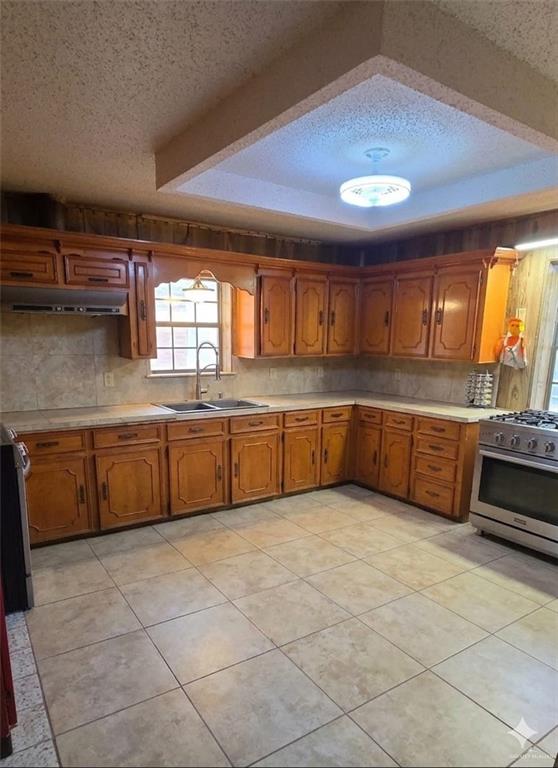 4347 Highway 83 Rio Grande City, TX 78582 - Photo 2 of 15 Well-appointed kitchen featuring extensive wood cabinetry, a double basin sink, and a tiled floor