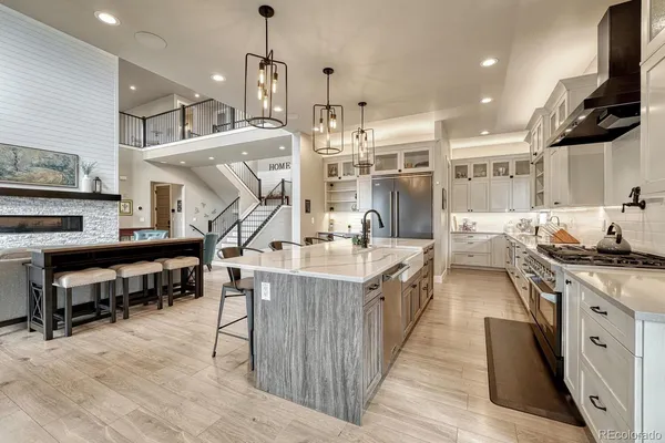 a kitchen with lots of counter top space