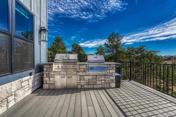 a view of a pool with an outdoor space