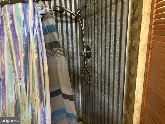 730 Grizzly Road Mathias, WV 26812 - Photo 12 of 45 Rustic shower with vibrant curtains.
