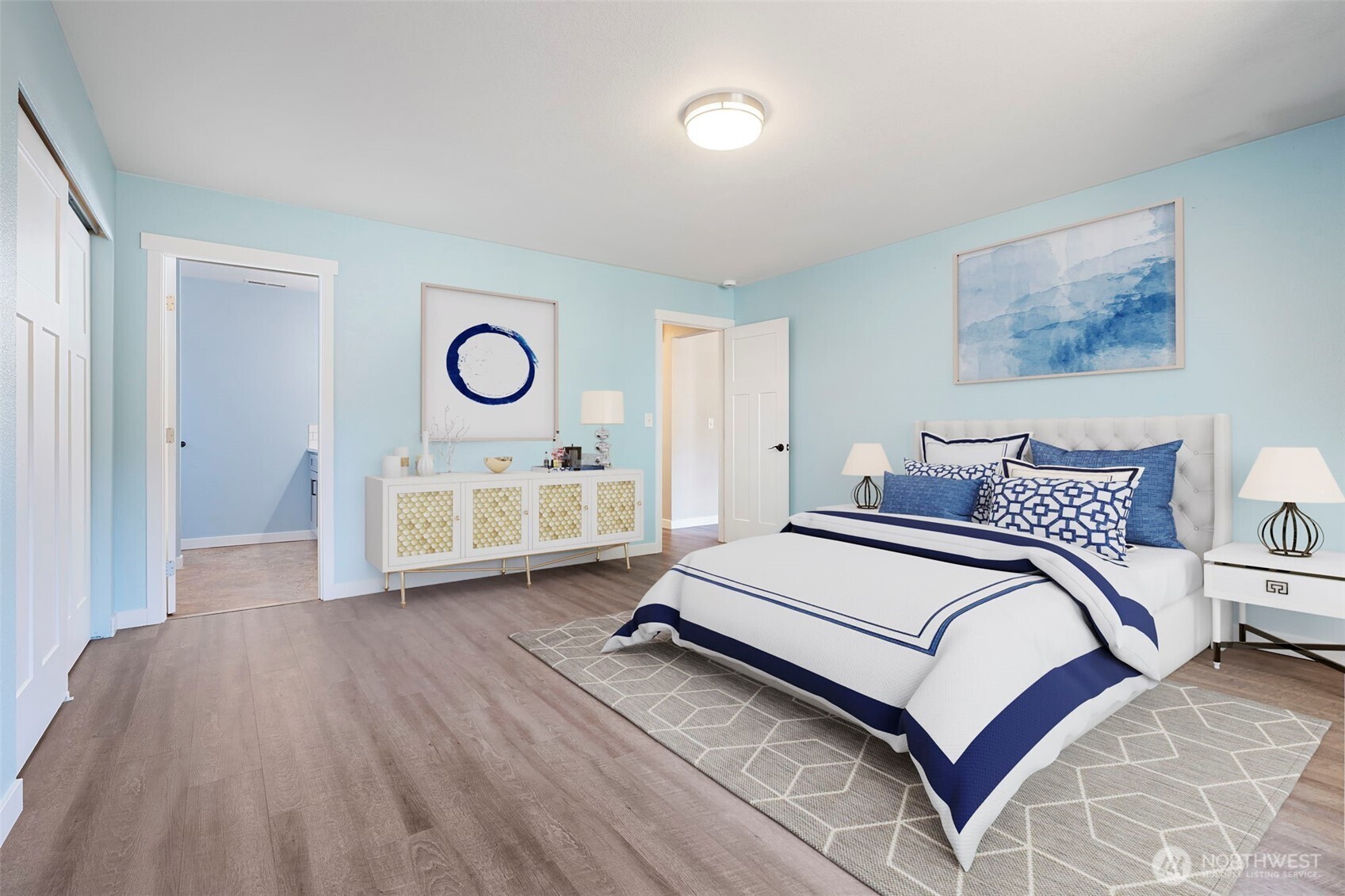 9523 184th Avenue Southwest Rochester, WA 98579 - Photo 6 of 40 a spacious bedroom with a bed and a cabinets