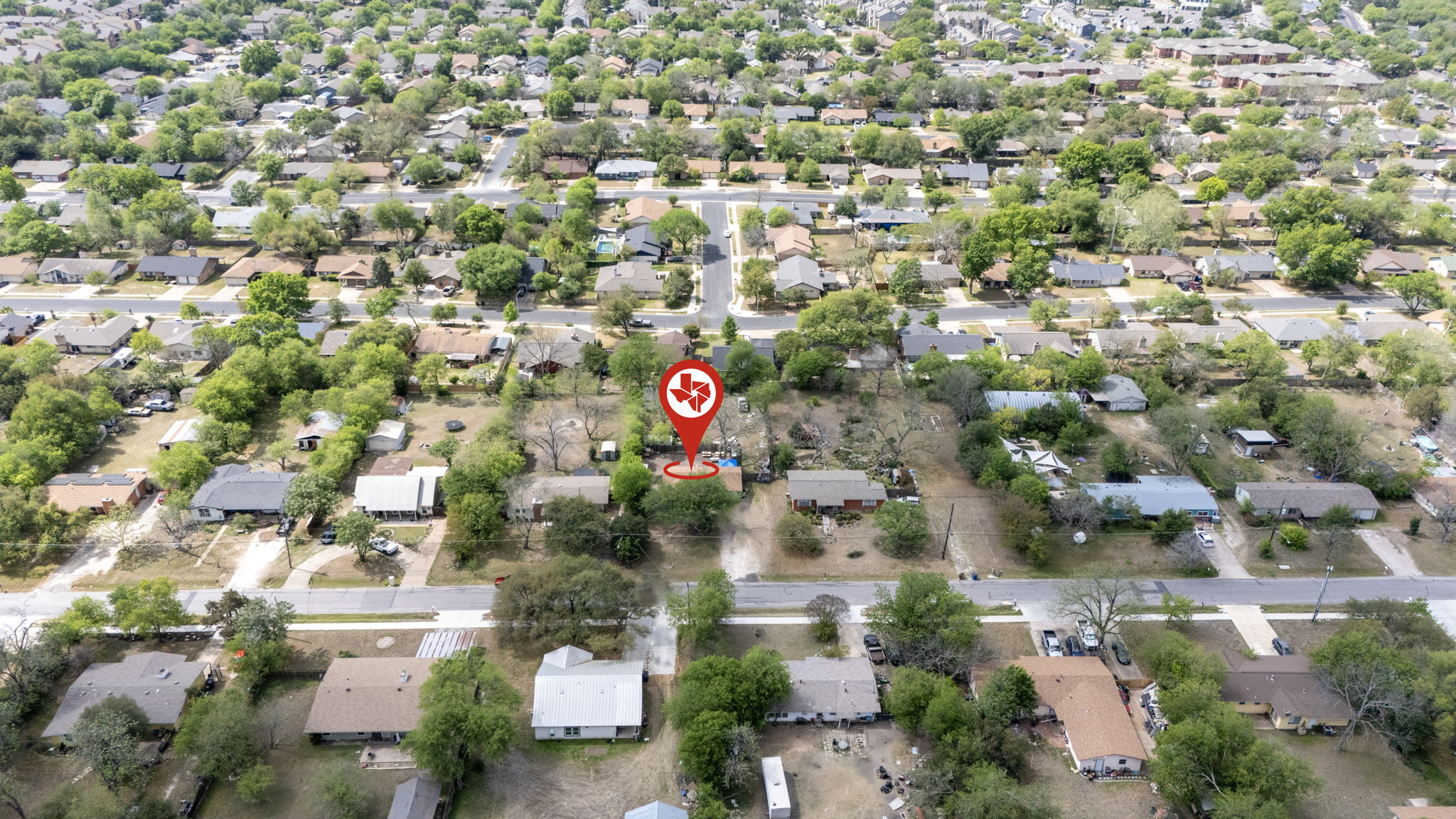 Aerial perspective of suburban area