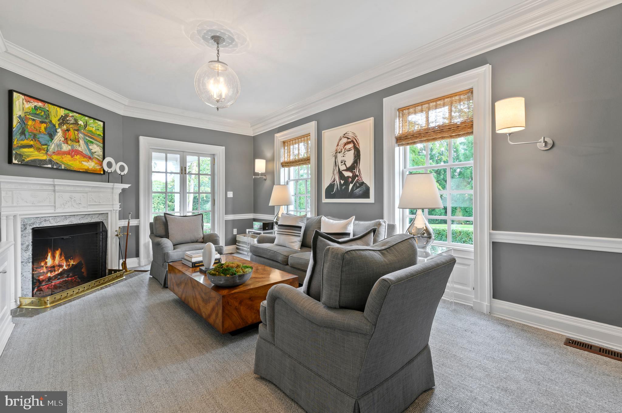 375 North Spring Mill Road Villanova, PA 19085 - Photo 20 of 72 Den with antique marble fireplace