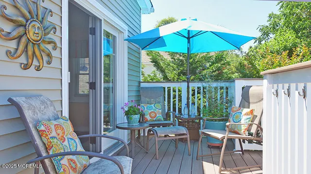 a outdoor view with a seating space