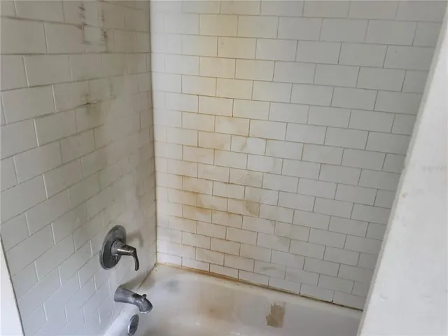 a bathroom with a bathtub