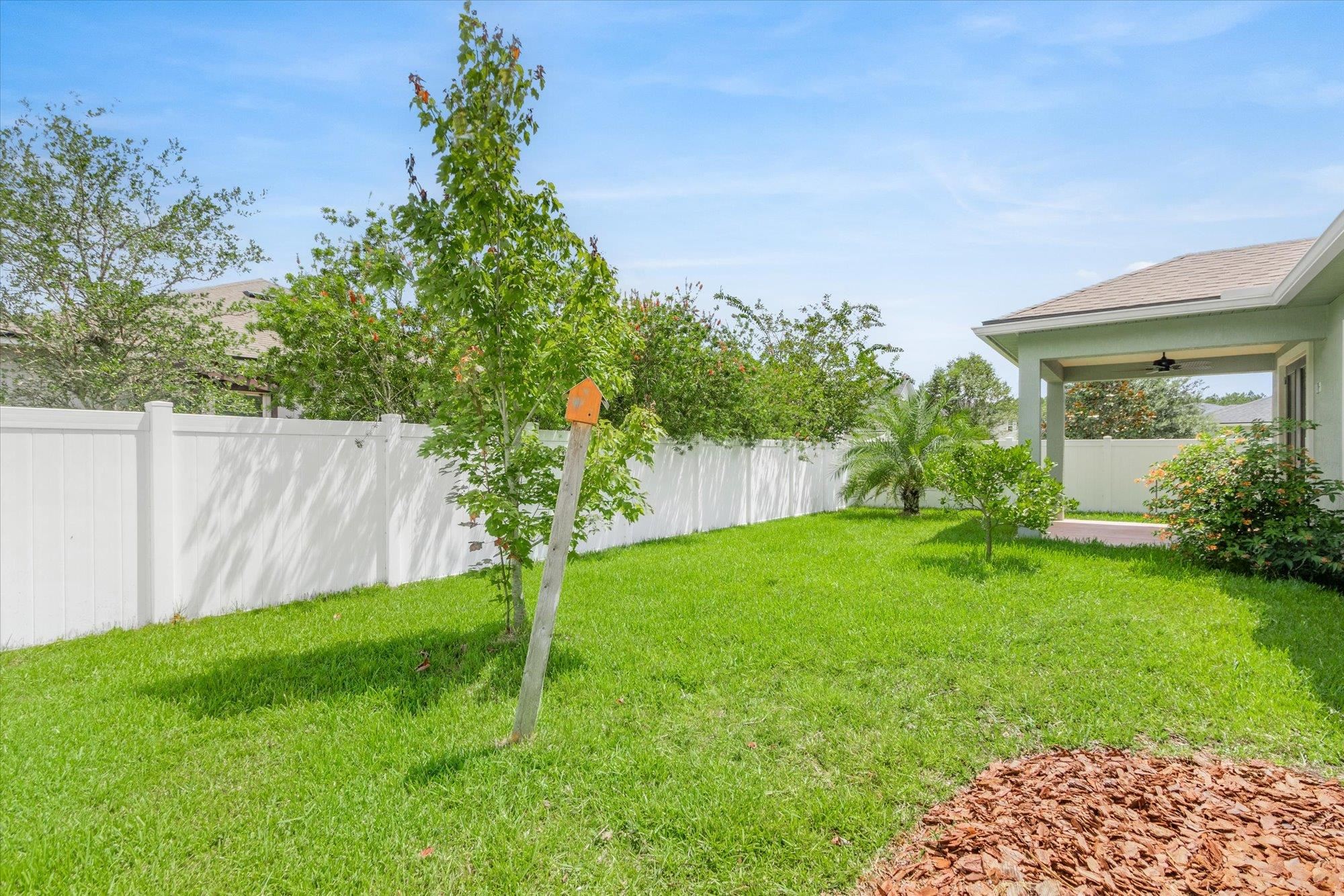 70 Quartz Place St. Augustine, FL 32086 - Photo 38 of 78 a backyard of a house with plants and wooden fence