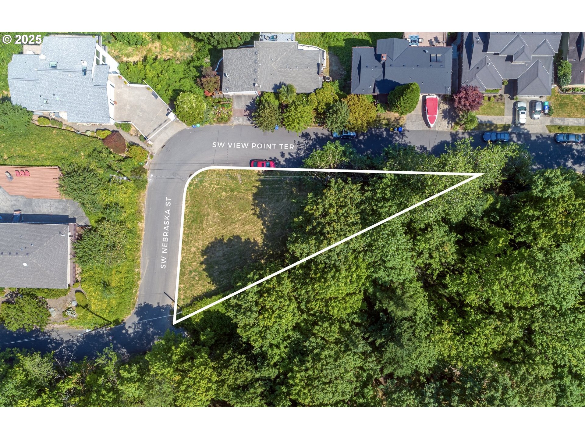 an aerial view of a house