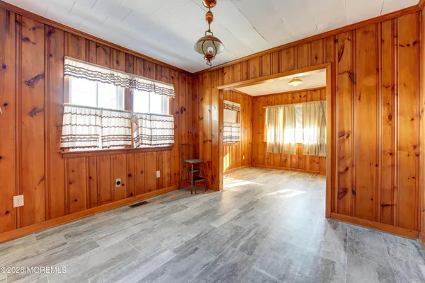 a large white room with a large window