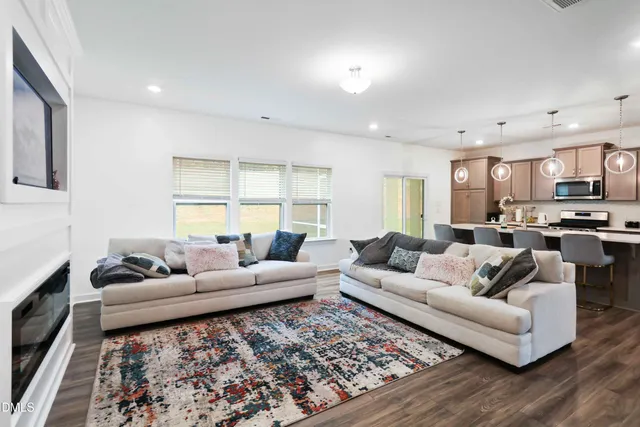 a living room with furniture and a couch