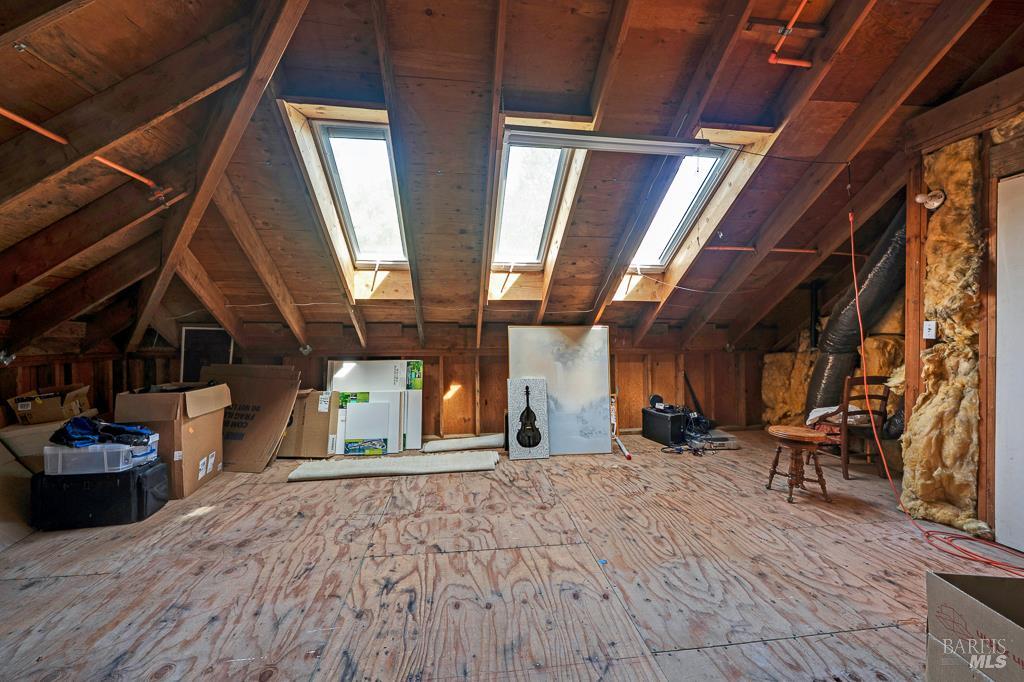 2680 Lawndale Road Kenwood, CA 95452 - Photo 44 of 53 Over 400+ sq ft of unfinished attic space (not included in total square footage) with functioning skylights ideal for yoga studio, artist's retreat or creative workspace.