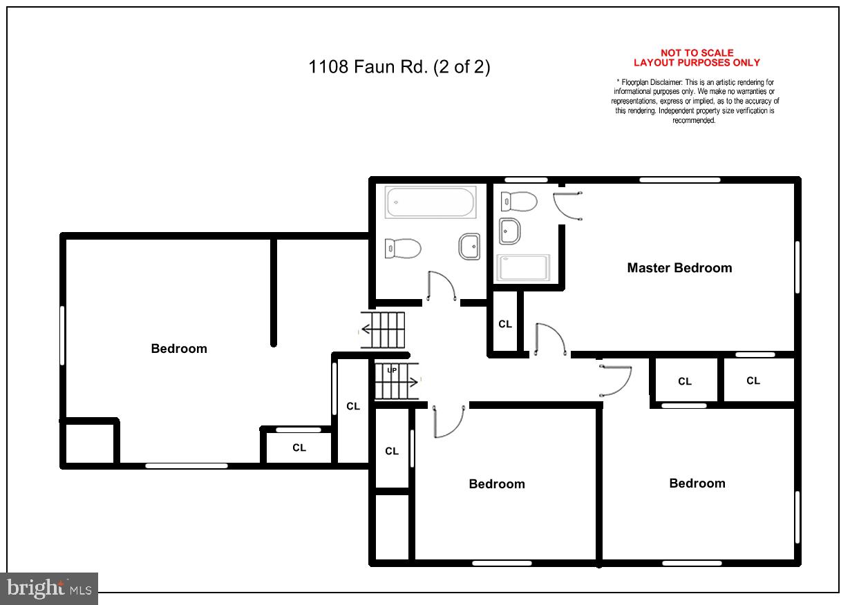 Second floor layout w/ 4th bedroom