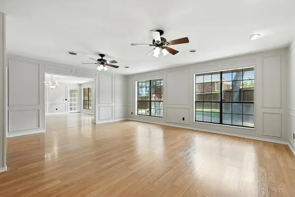 a view of a livingroom with a hardwood floor