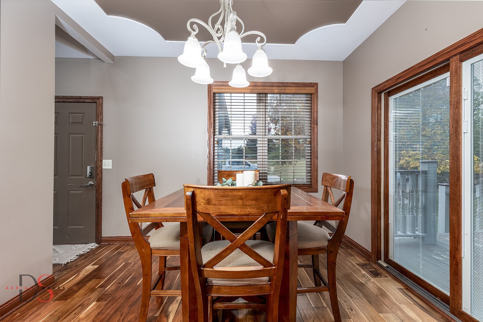 2834 East 2525th Road Marseilles, IL 61341 - Photo 17 of 31 a view of a dining room with furniture wooden floor and chandelier