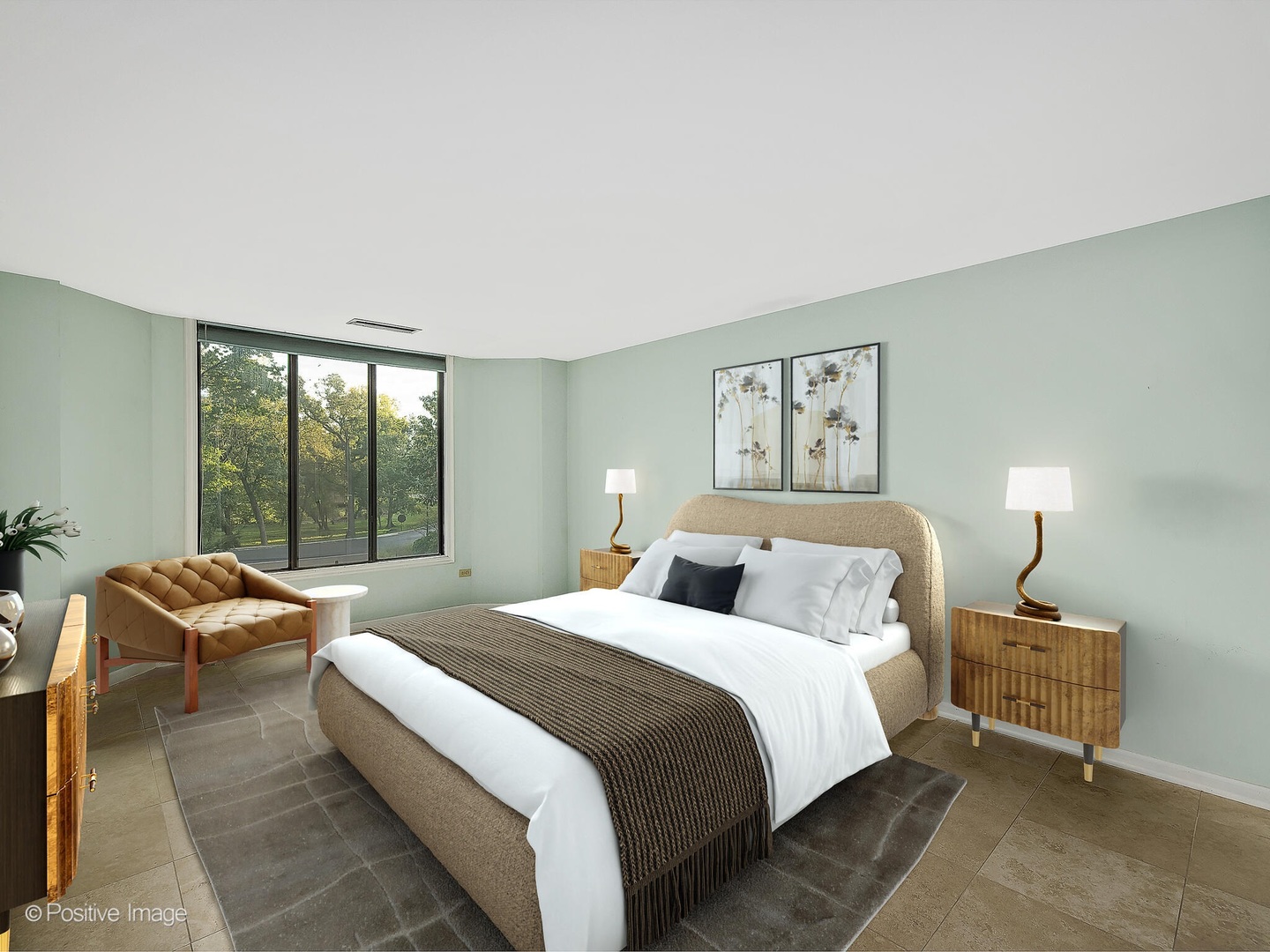 1401 Burr Oak Road, Unit 202B Hinsdale, IL 60521 - Photo 23 of 40 a bed room with a bed and a lamp with window