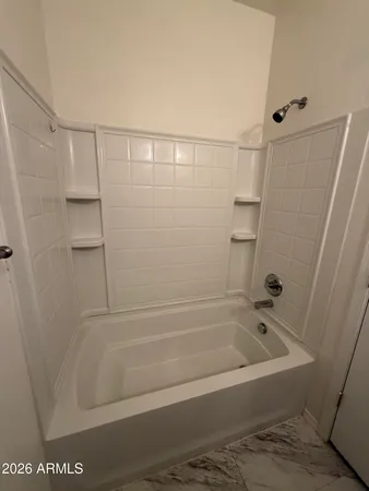 a bathroom with a bathtub