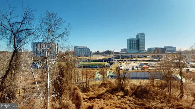 a city view with tall buildings