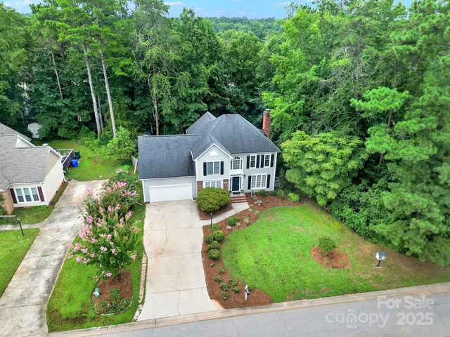 an aerial view of a house